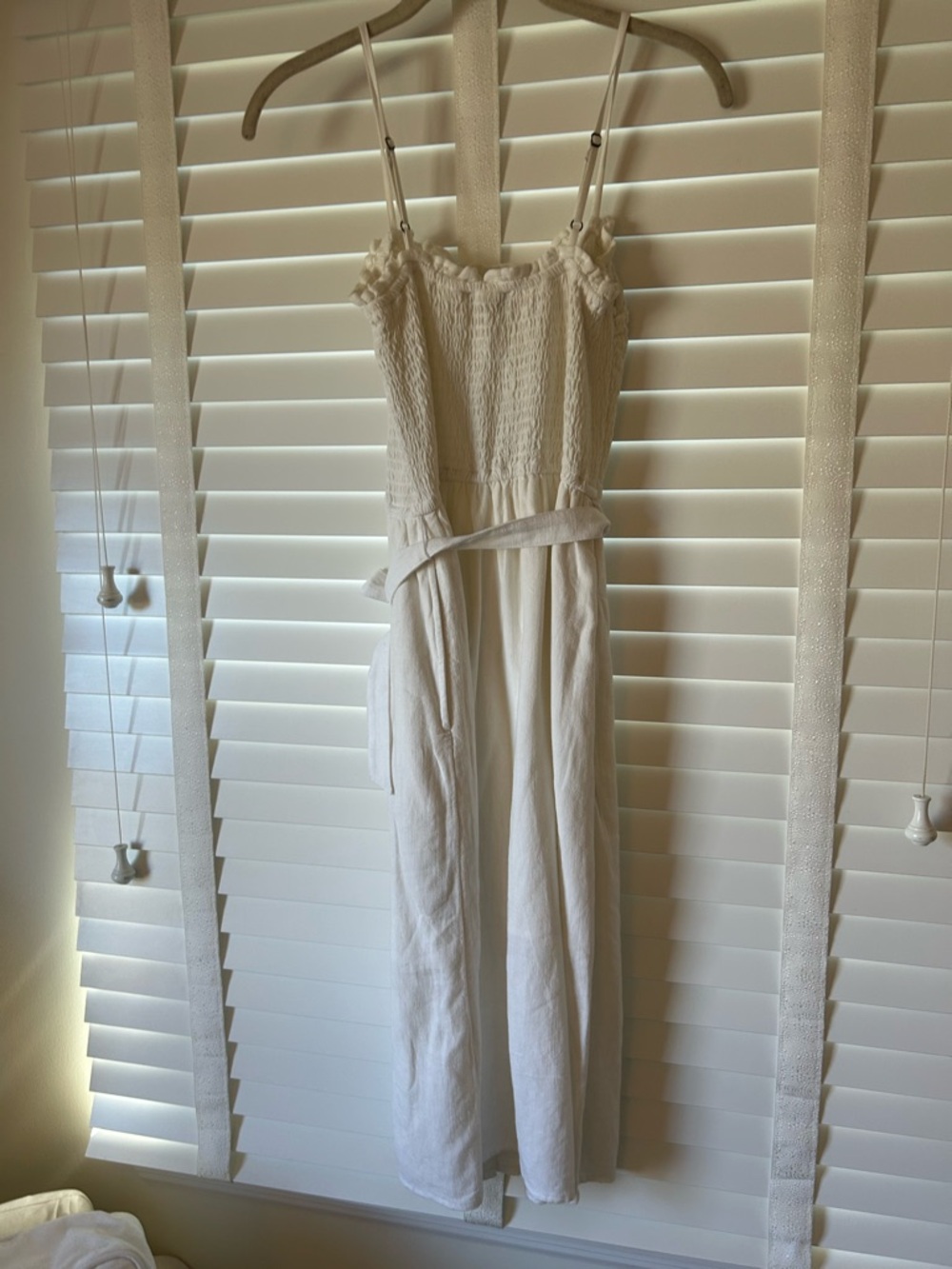 Abercrombie & Fitch Midi Dress White Sleeveless Summer Smocked Medium - Picture 4 of 8